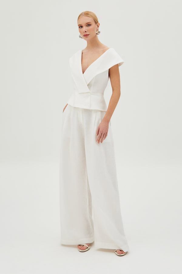 CALÇA PANTALONA ALFAIATARIA COM PREGAS FRONTAIS BRANCO