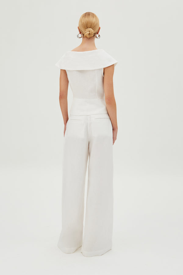 CALÇA PANTALONA ALFAIATARIA COM PREGAS FRONTAIS BRANCO
