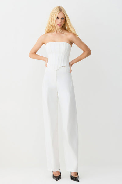 CALCA BAGGY COM RECORTE PESPONTADOS NA DIAGONAL OFF WHITE