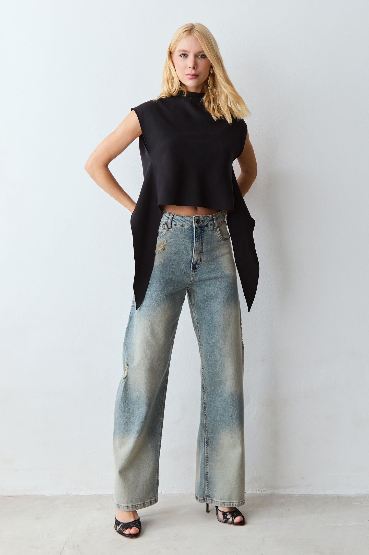 CALCA BAGGY JEANS VINTAGE CINTURA MEDIA AZUL JEANS VINTAGE