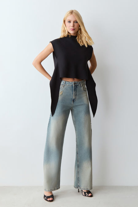 CALCA BAGGY JEANS VINTAGE CINTURA MEDIA AZUL JEANS VINTAGE