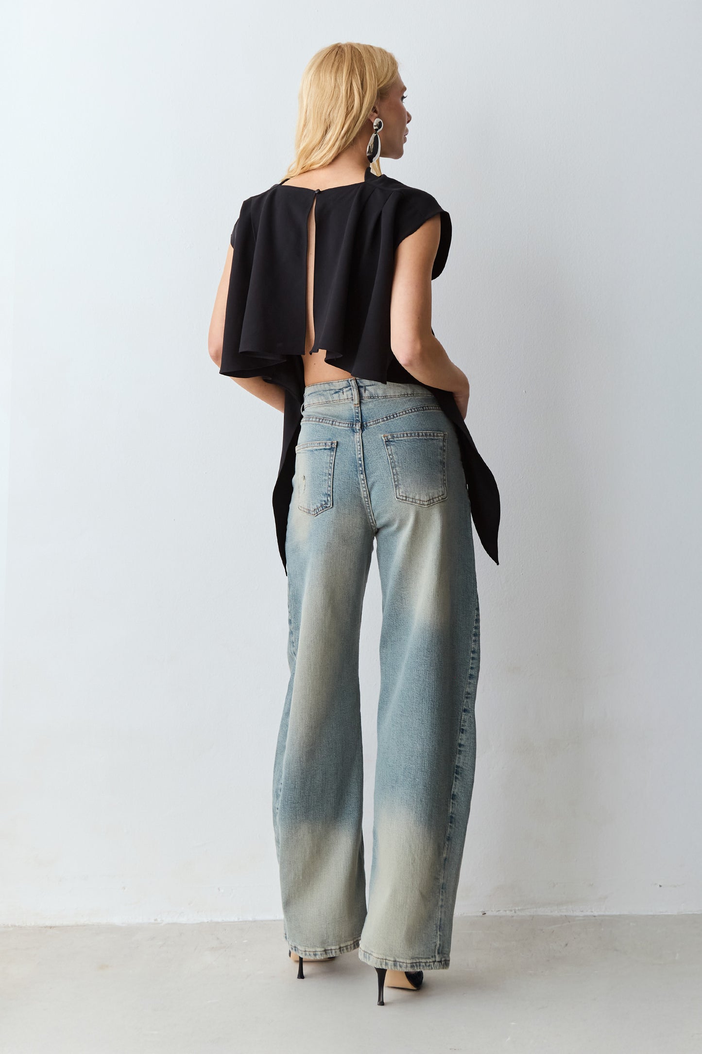 CALCA BAGGY JEANS VINTAGE CINTURA MEDIA AZUL JEANS VINTAGE