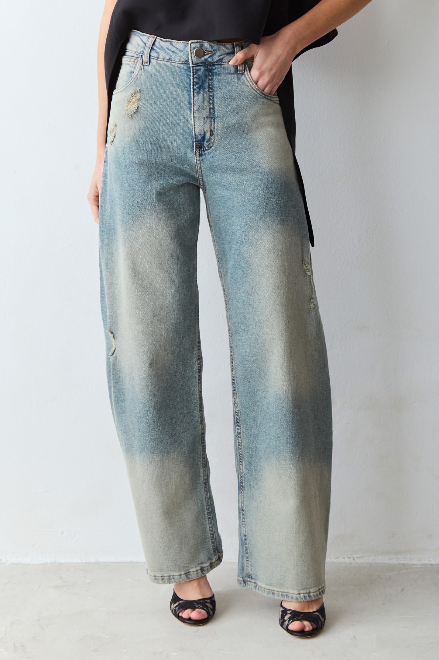 CALCA BAGGY JEANS VINTAGE CINTURA MEDIA AZUL JEANS VINTAGE