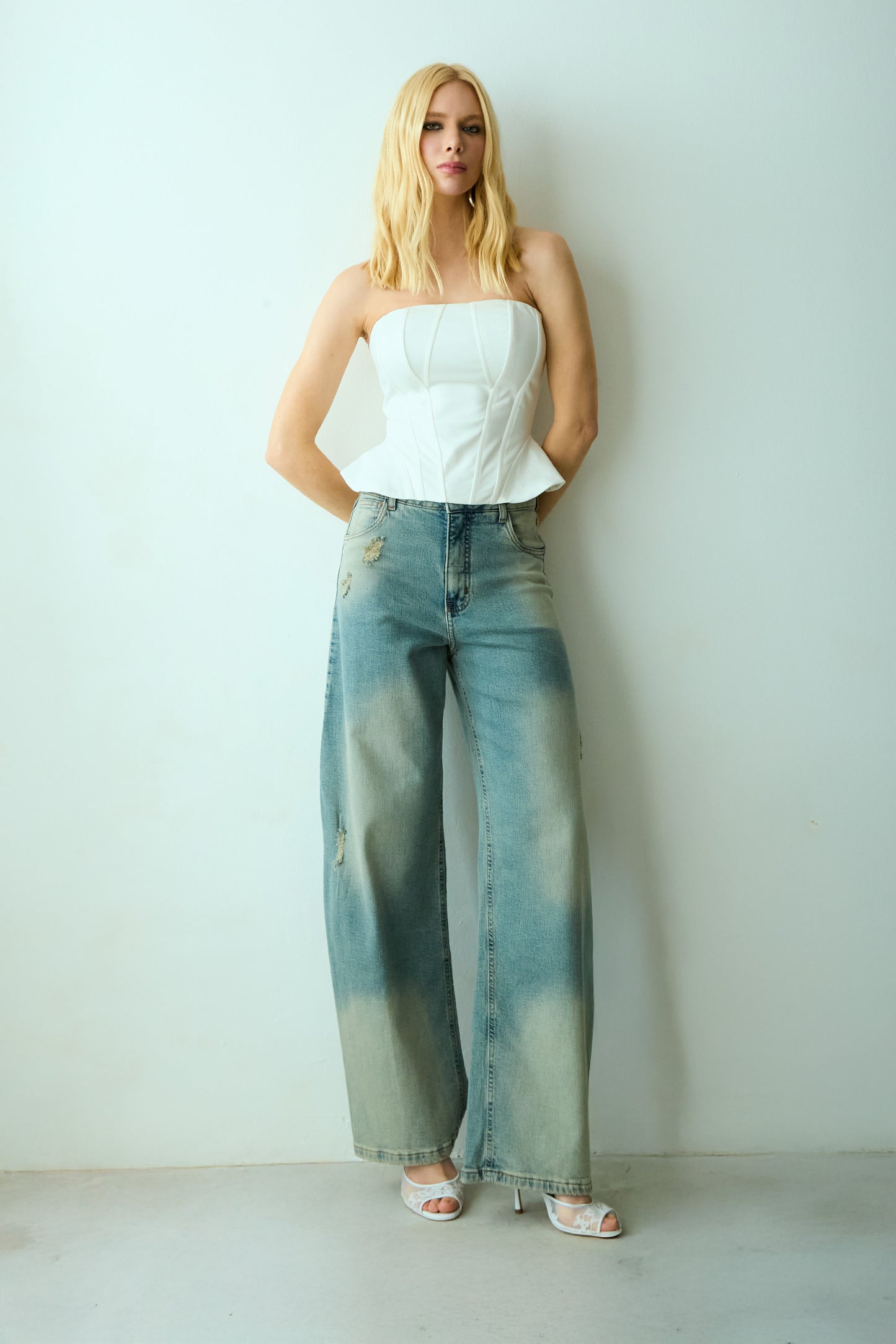 CALCA BAGGY JEANS VINTAGE CINTURA MEDIA AZUL JEANS VINTAGE