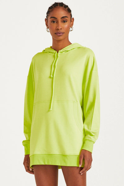 BLUSA MANGA LONGA OVERSIZED COM CAPUZ VERDE FLUOR