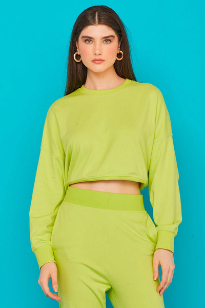 CROPPED MANGA LONGA  OVERSIZED VERDE FLUOR