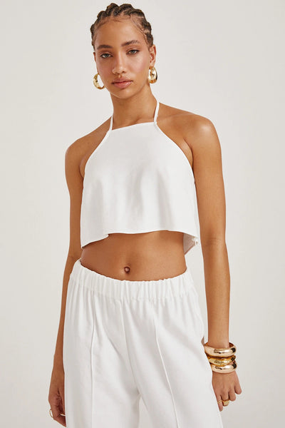 TOP FRENTE ÚNICA COM AMARRAÇÃO NO PESCOÇO OFF WHITE