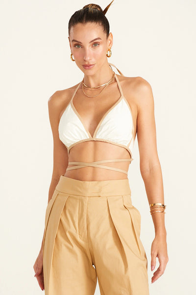 TOP DE ALÇA FINA TRIÂNGULO OFF WHITE