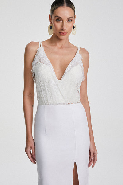 BODY DE ALCA DE RENDA OFF WHITE