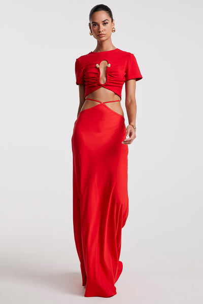 SAIA LONGA COM ALÇA FINA DE AMARRAÇÃO VERMELHO