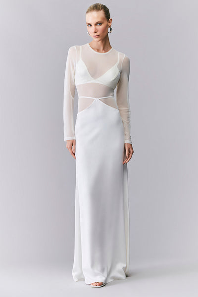 SAIA LONGA COM ALÇA FINA DE AMARRAÇÃO OFF WHITE