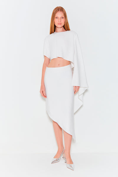SAIA MIDI ASSIMETRICA OFF WHITE
