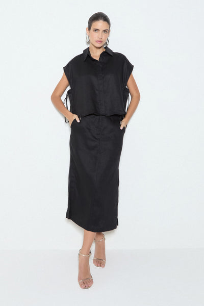 SAIA MIDI COM FIVELAS LATERAIS PRETO