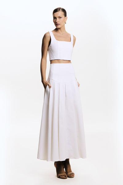 SAIA MIDI ESTRUTURADA COS LARGO BARRA AMPLA OFF WHITE