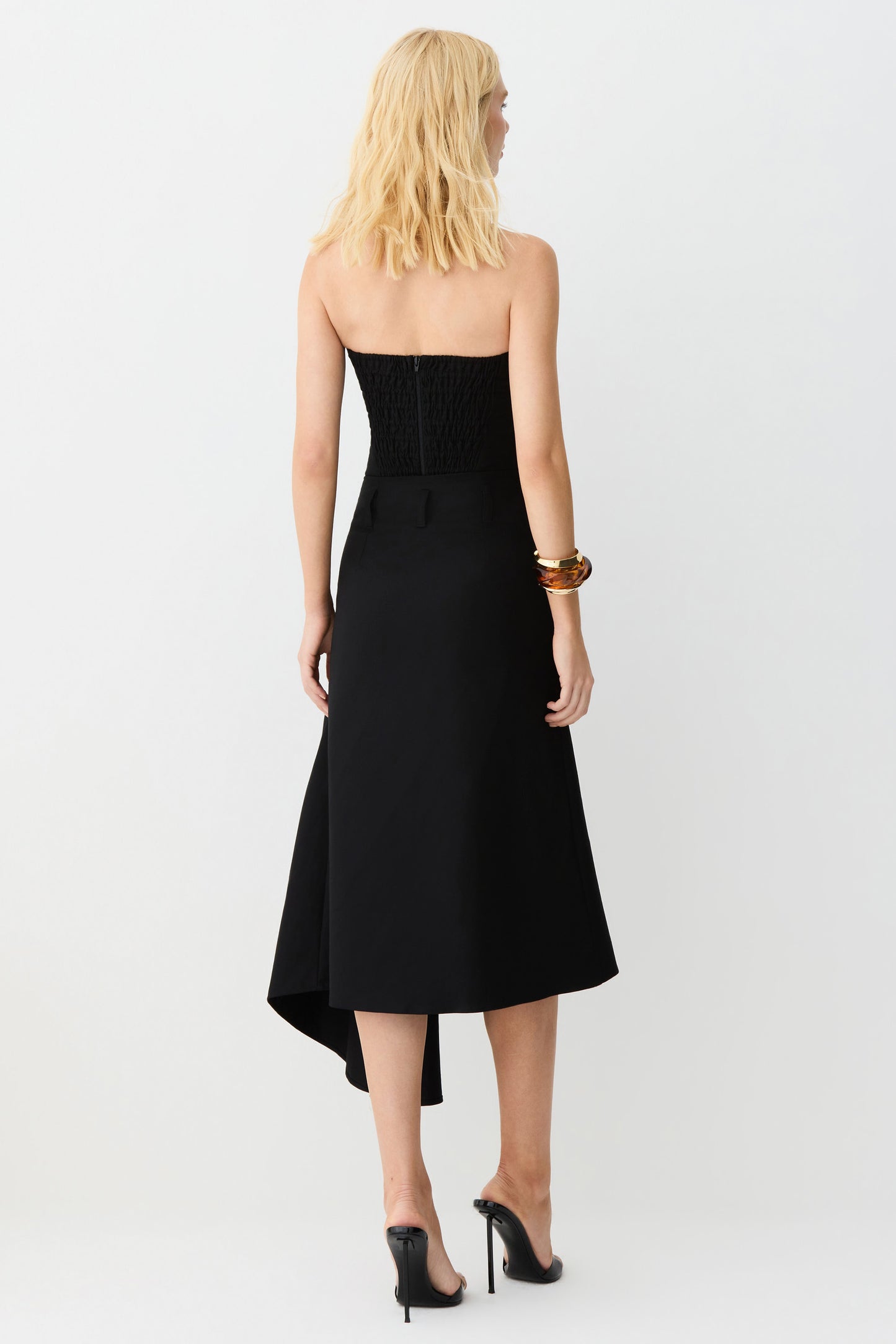 SAIA MIDI COM DRAPEADOS E  DETALHE LATERAL PRETO