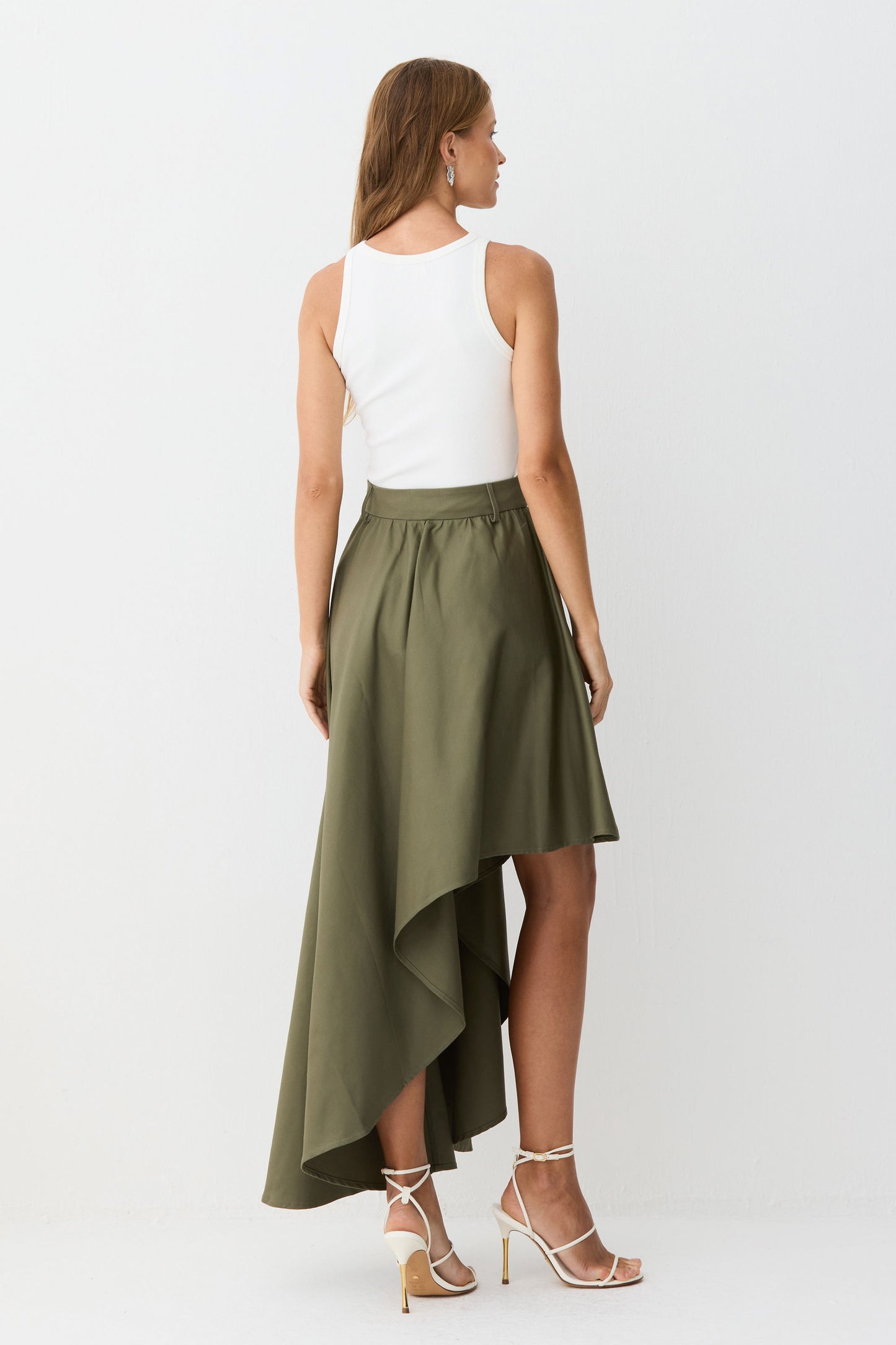 SAIA MIDI COS COM PASSANTES E BARRA ASSIMETRICA VERDE MILITAR