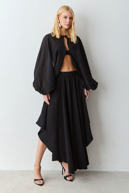 SAIA MIDI BARRA ASSIMETRICA COM PASSANTE COS PRETO
