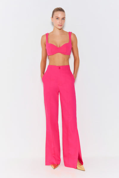 CALÇA RETA COM FENDA NA BARRA PINK