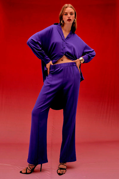 CALÇA RETA FRISO FRENTE ROXO