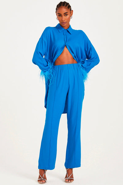 CALÇA RETA FRISO FRENTE AZUL ROYAL