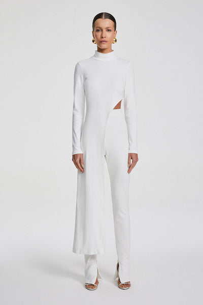 CALÇA SKINNY COM ZIPER NA BARRA OFF WHITE