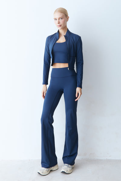 CALÇA FLARE CÓS MÉDIO AZUL MARINHO