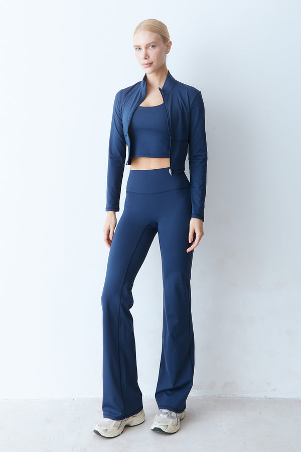 CALÇA FLARE CÓS MÉDIO AZUL MARINHO