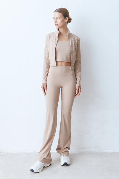 CALÇA FLARE CÓS MÉDIO KAKI