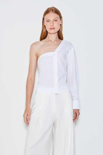 CAMISA MANGA COMPRIDA UM OMBRO SO OFF WHITE