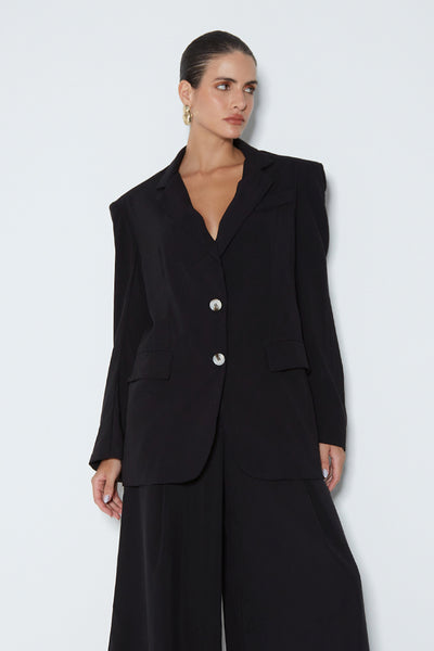 BLAZER LONGO COM DOIS BOTOES NA VISTA PRETO