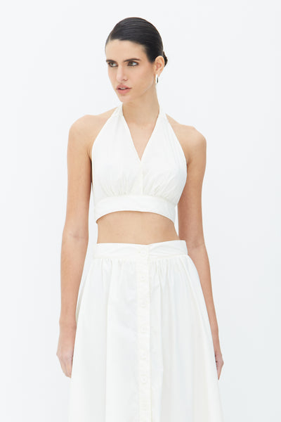 CROPPED FRENTE UNICA COM AMARRACAO COSTAS E PESCOCO CREME