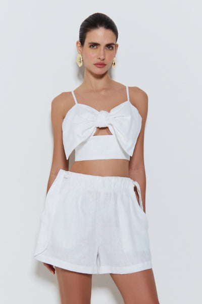 CROPPED DE ALÇA COM LAÇO FRONTAL BRANCO