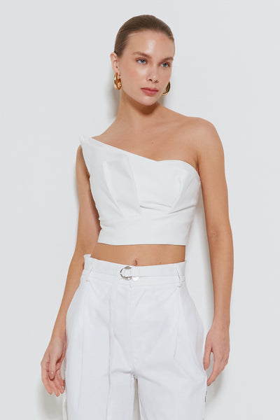 CROPPED TOMARA QUE CAIA COM SOBREPOSICAO SHELL OFF WHITE