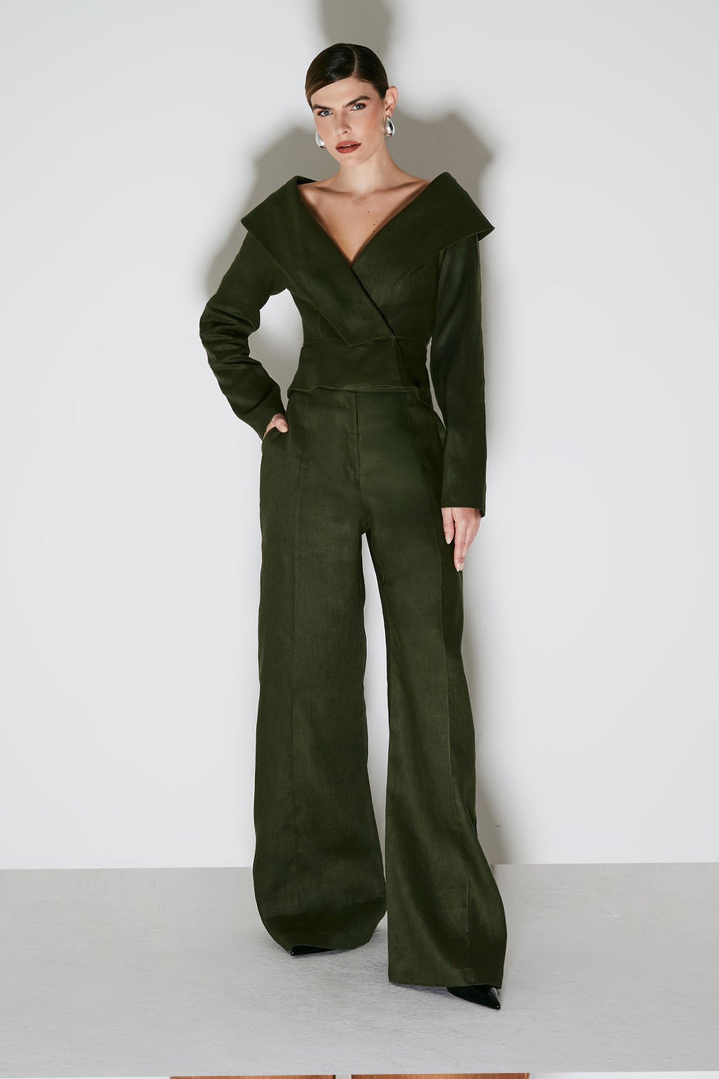 BLAZER LONGO MAXI GOLA OMBRO A OMBRO VERDE MILITAR