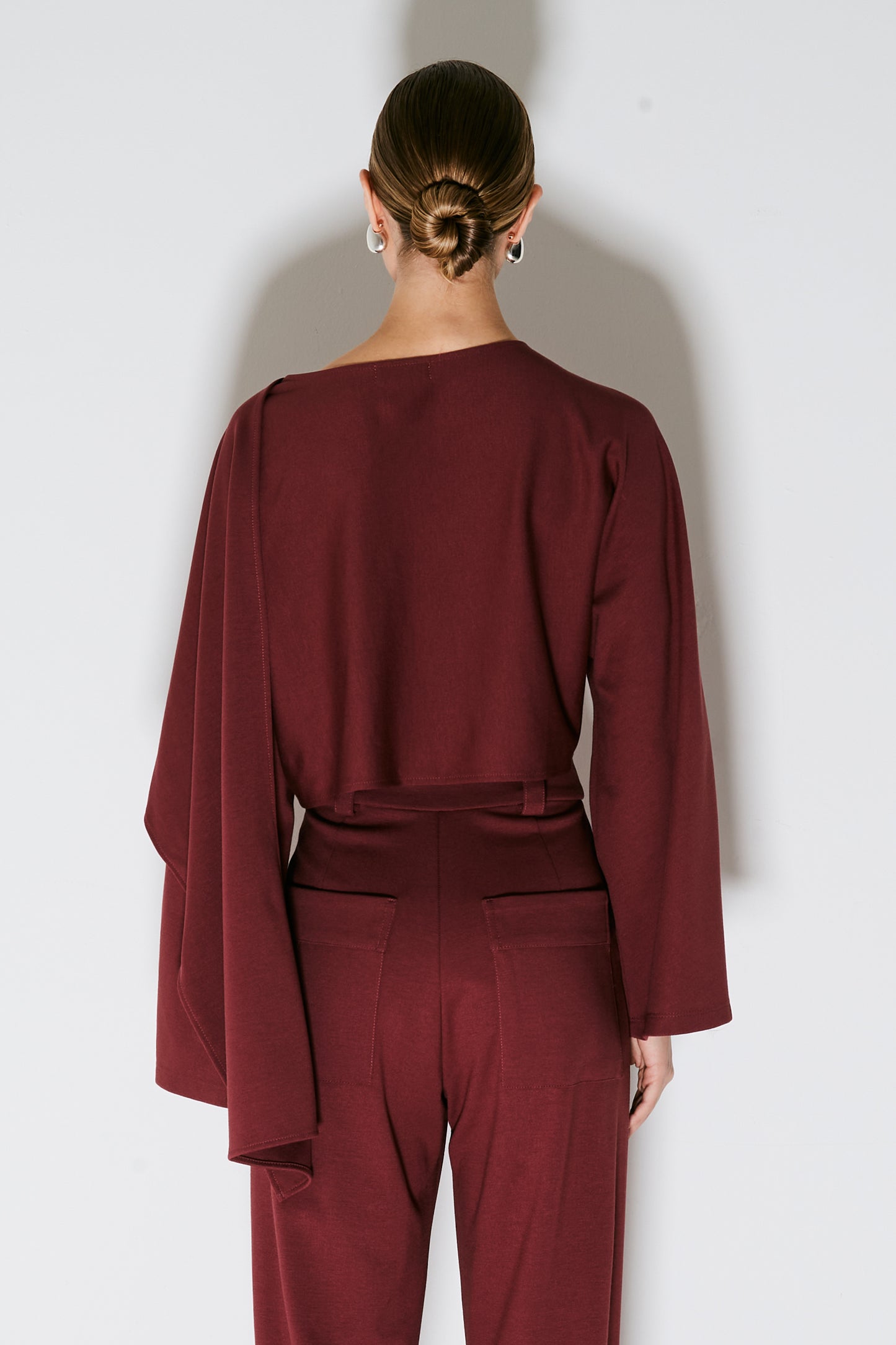BLUSA MANGA LONGA PONCHO ASSIMETRICO UVA