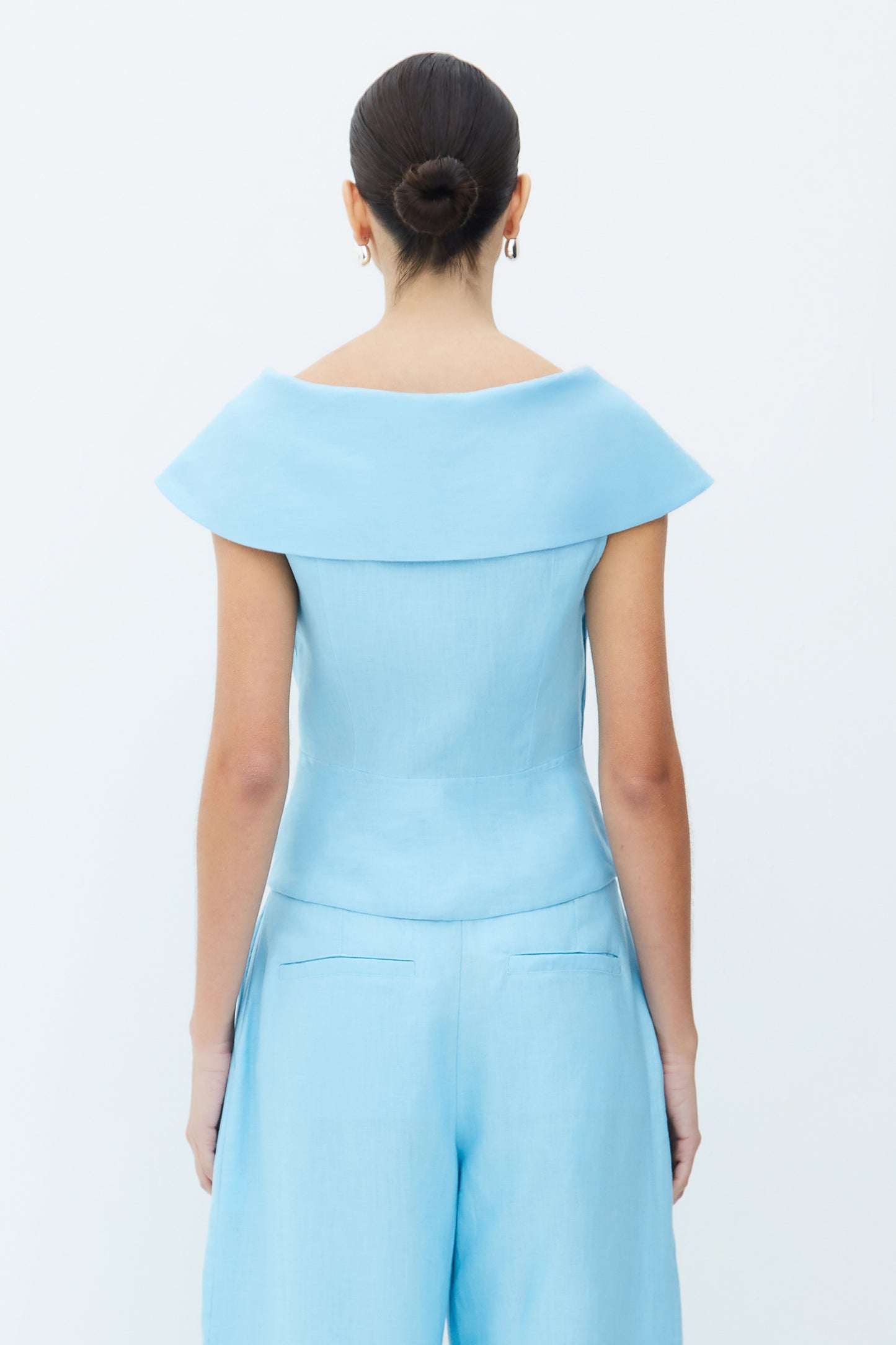 BLUSA MANGA CURTA COM MAXI GOLA AZUL OCEANO