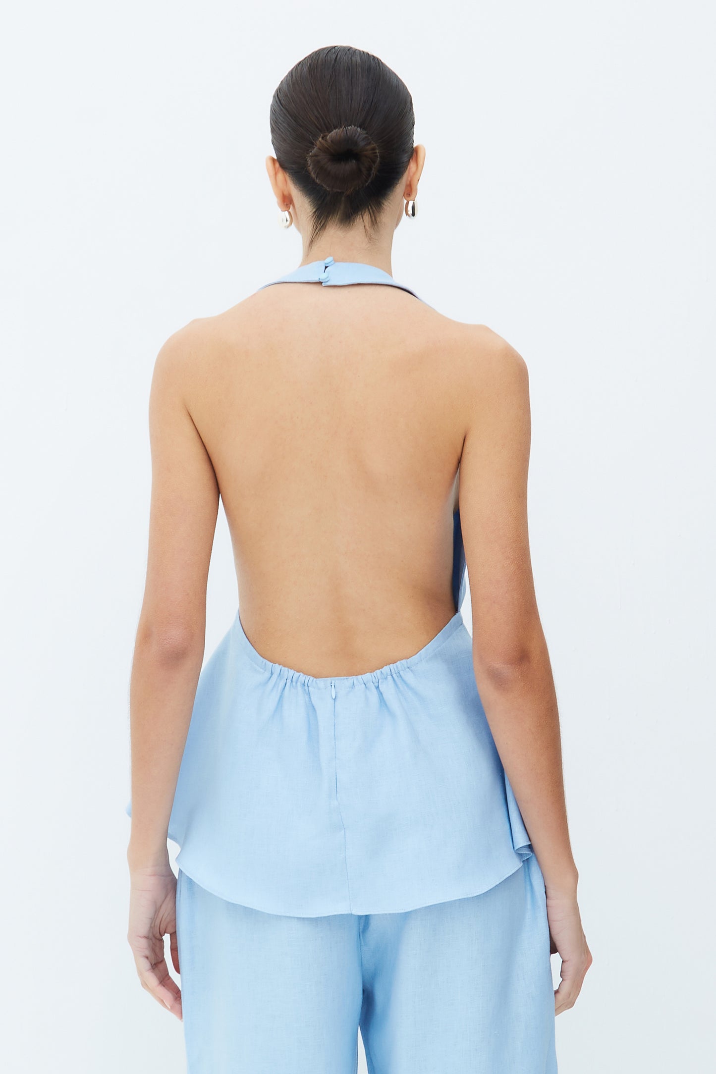 BLUSA FRENTE UNICA COM BARRA AMPLA AMARRACAO FRENTE AZUL BEBE