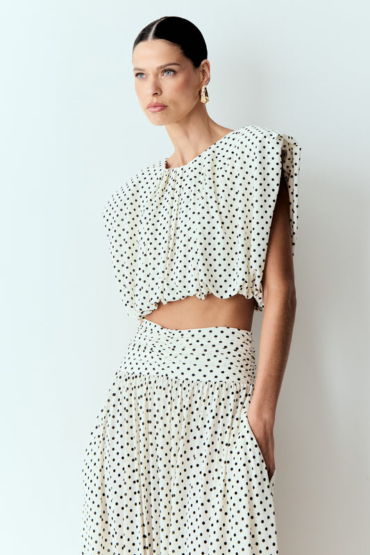 BLUSA BALONE COM OMBREIRAS POÁ OFF WHITE