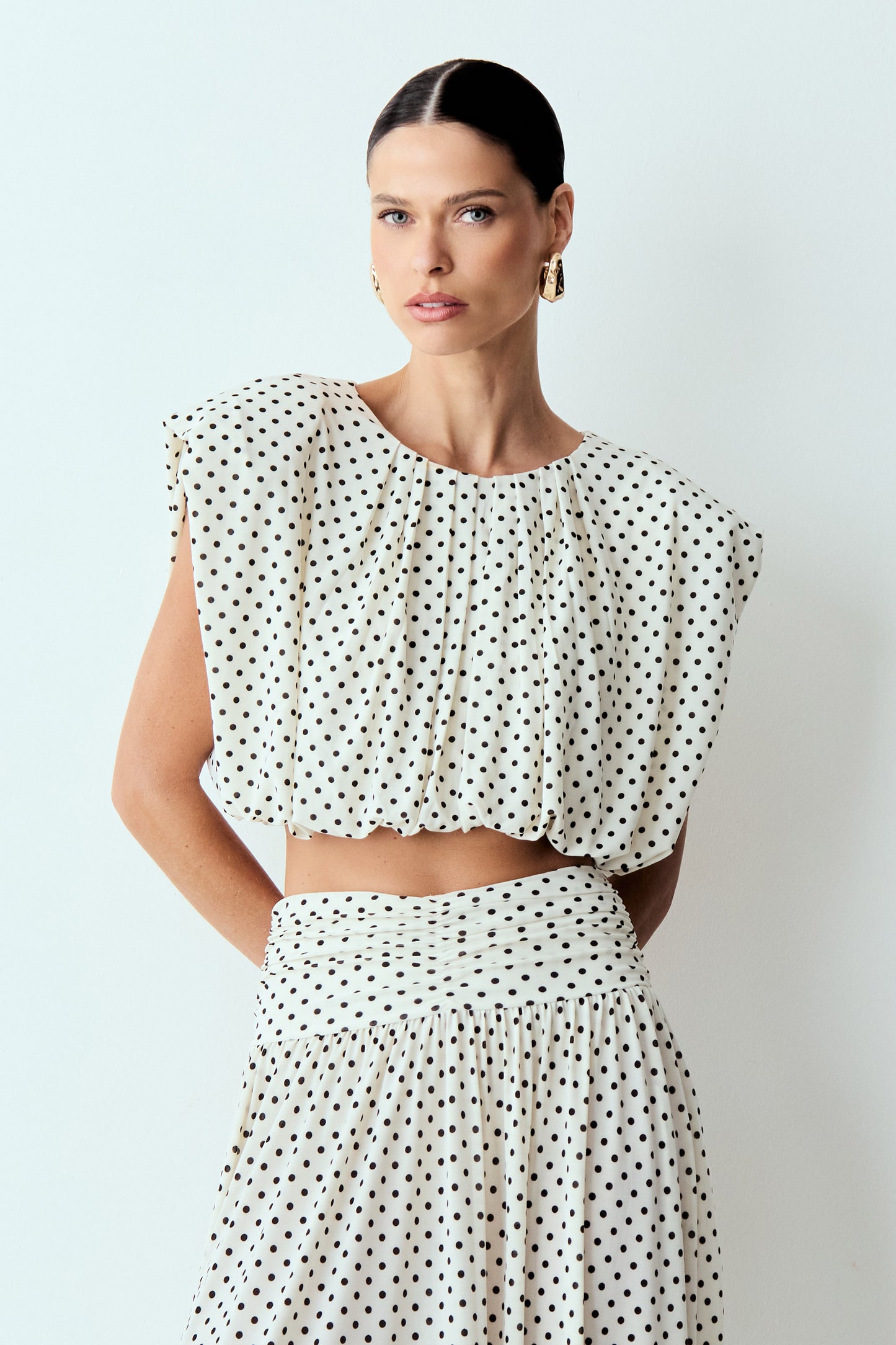 BLUSA BALONE COM OMBREIRAS POÁ OFF WHITE