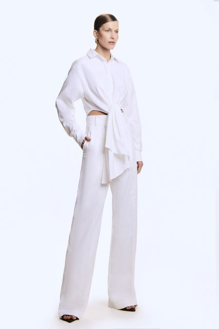 CALCA RETA FRISO FRONTAL E BOLSO COSTAS OFF WHITE