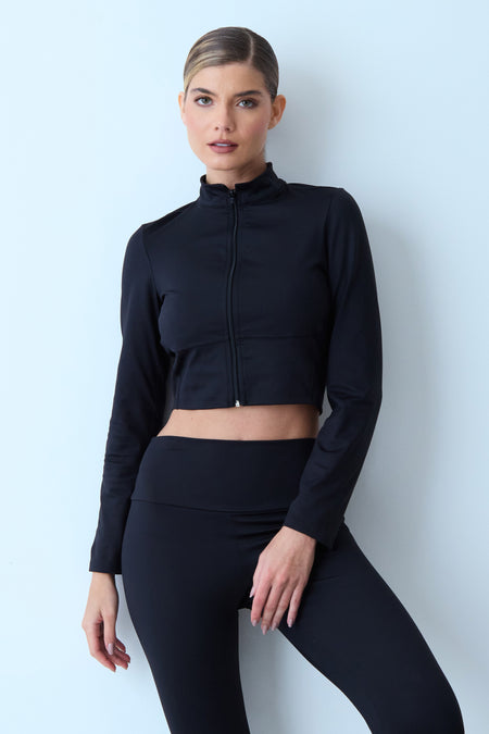 BLUSA MANGA LONGA ZIPER FRONTAL PRETO