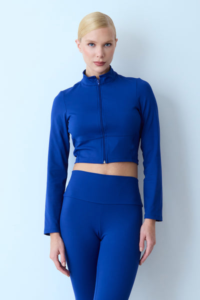 BLUSA MANGA LONGA ZIPER FRONTAL AZUL ROYAL