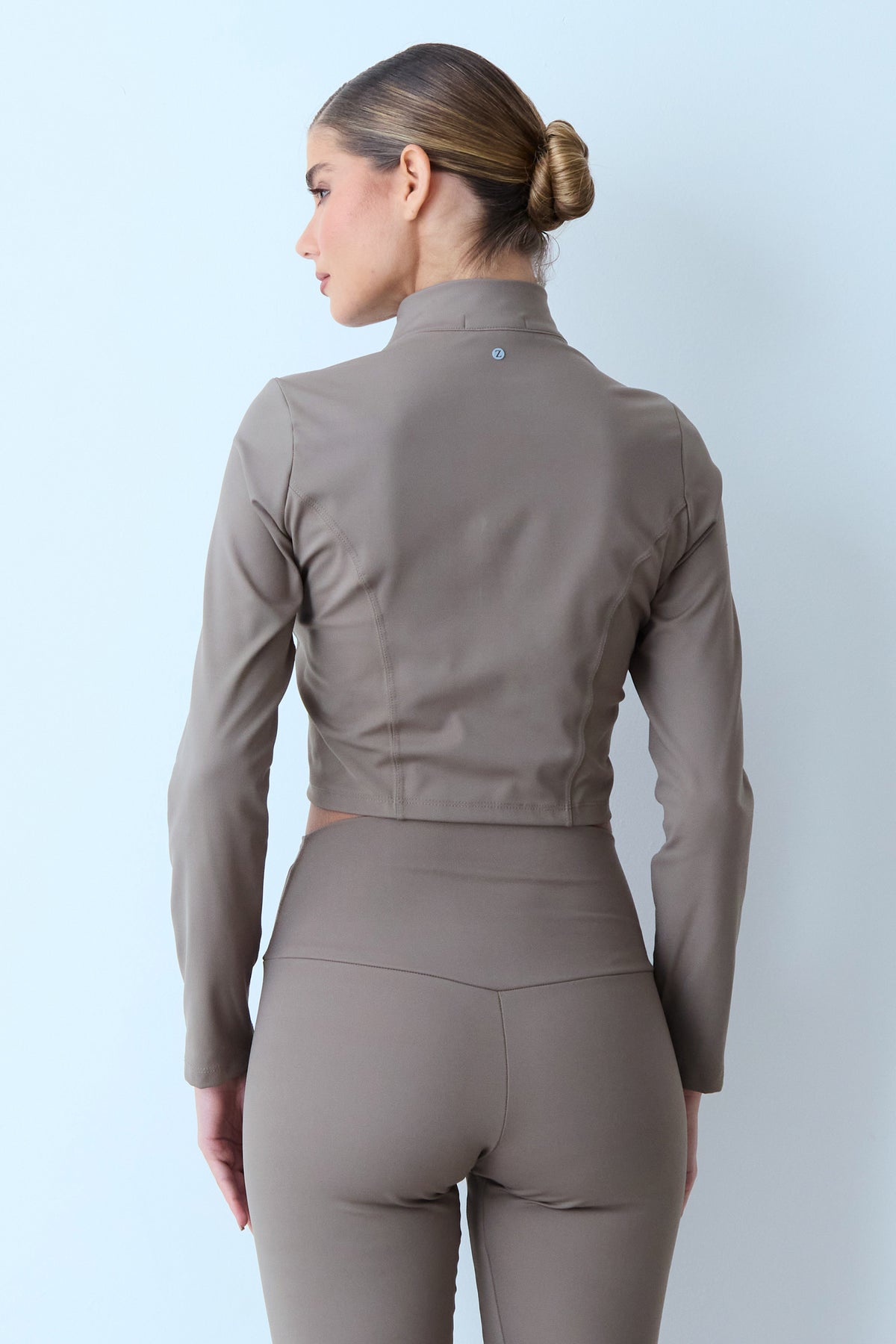 BLUSA MANGA LONGA ZIPER FRONTAL CINZA OLIVA