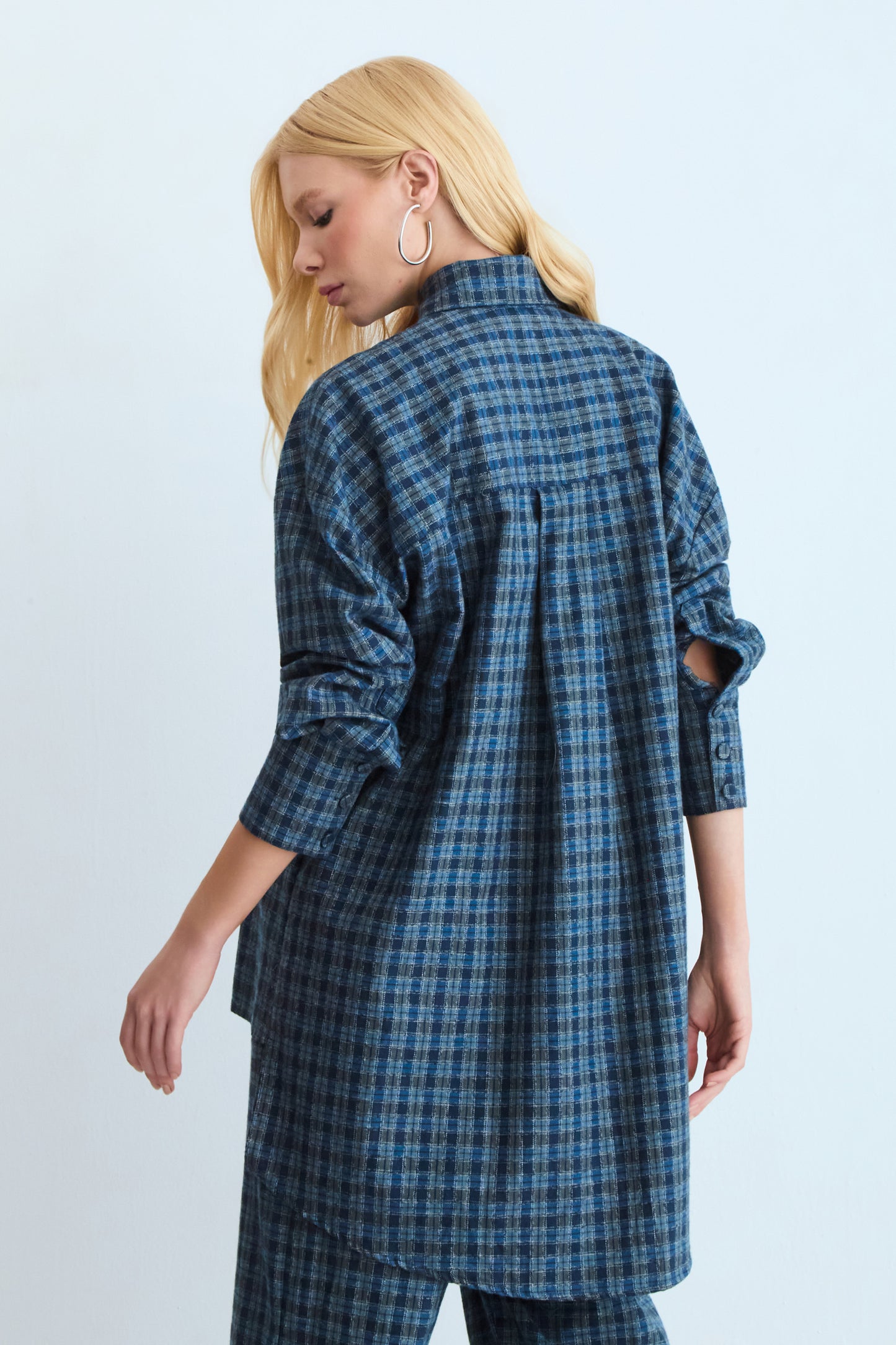 CAMISA OVERSIZED TRADICIONAL XADREZ AZUL