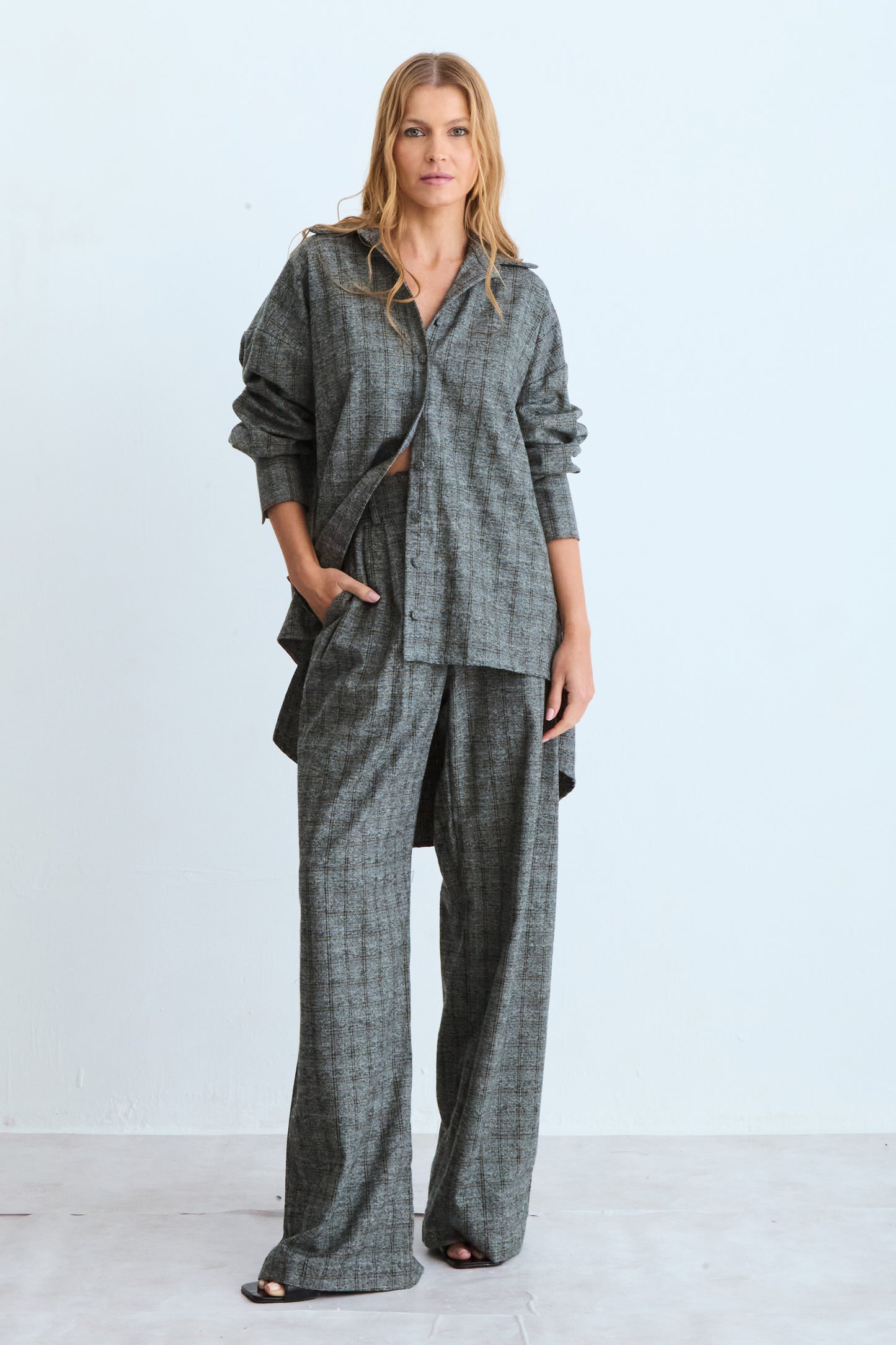 CAMISA OVERSIZED TRADICIONAL XADREZ KAKI