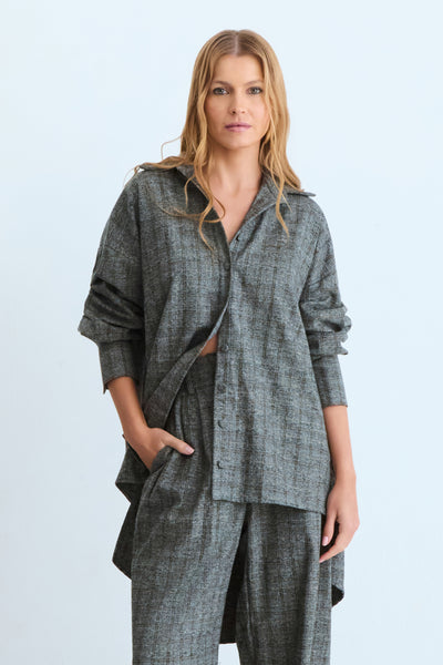 CAMISA OVERSIZED TRADICIONAL XADREZ KAKI