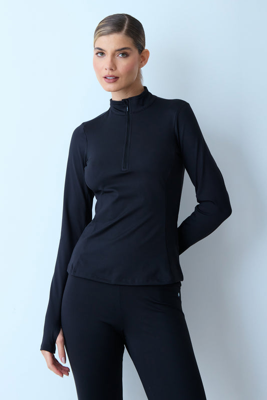 BLUSA MANGA LONGA DEDINHO ZÍPER PRETO