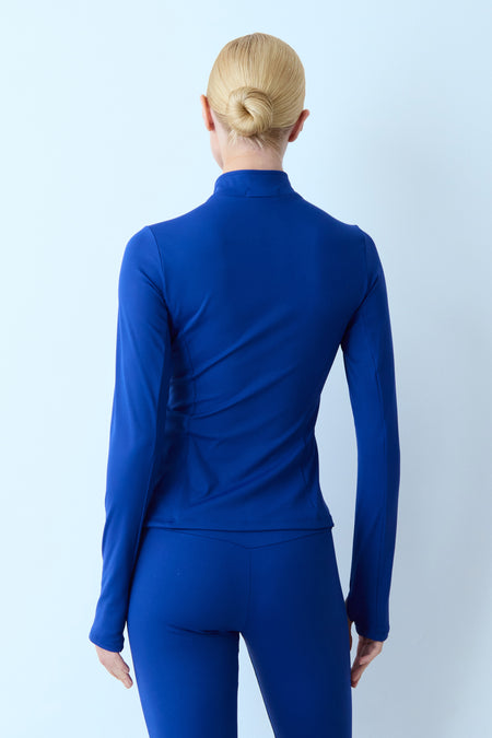 BLUSA MANGA LONGA DEDINHO ZÍPER AZUL ROYAL