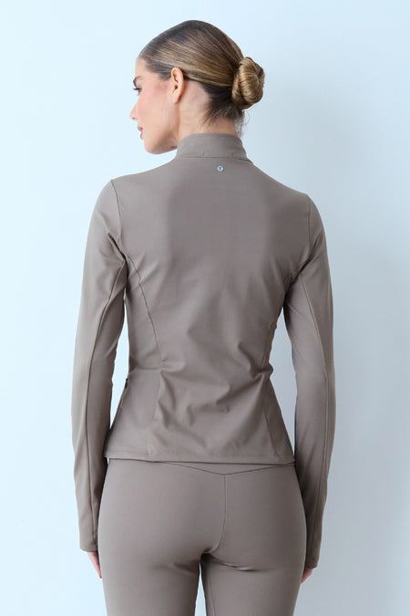 BLUSA MANGA LONGA DEDINHO ZÍPER CINZA OLIVA