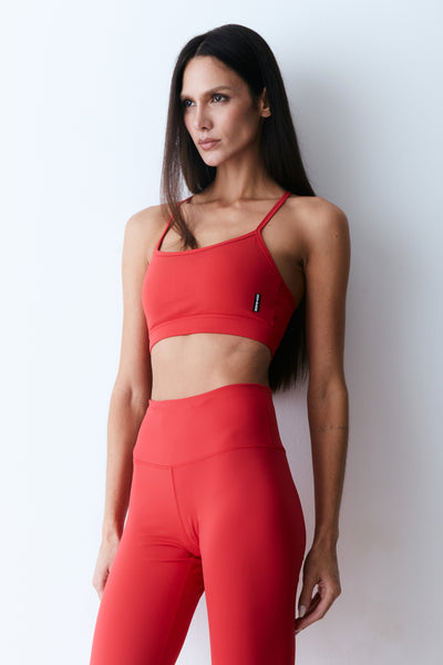 TOP NADADOR COM ALCAS FINAS EM MALHA VERMELHO